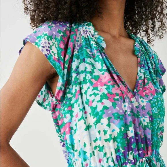 NWOT RAILS Juni Floral Tie Waist Midi Dress - Picture 4 of 11